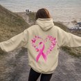 thumbnail image 2 of GEWSEY Womens Cancer Awareness Hoodies Ribbon Graphic Fall Winter Fleece Oversized Sweatshirt With Pocket (Beige, S), 2 of 5