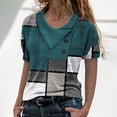 thumbnail image 2 of BJUTIR Tshirts Shirts For Women 2022 Over Collar Short Sleeve Print Button Knited Blouse Womens Tops, 2 of 5