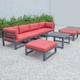 thumbnail image 3 of LeisureMod Chelsea 7-Piece Patio Conversation Set Outdoor Sectional Sofa Set Black Aluminum With Coffee Table, Ottomans & Cushions in Beige, 3 of 8