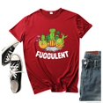 thumbnail image 1 of Pompotops T-Shirt Mode Femme Imprimé Cactus Col Rond Manches Courtes Blouse, 1 of 3