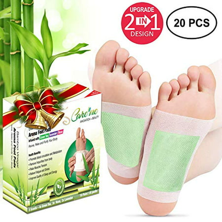 2-in-1 [upgraded] FDA Approved Detox Foot Pacthes (20 pads with 3 scents- green tea, rose, lavender) - for Body Detox, Foot Muscle Pain Relief, Relaxation, Recharge, Sleep Better & (Best Detox Foot Pads Reviews)