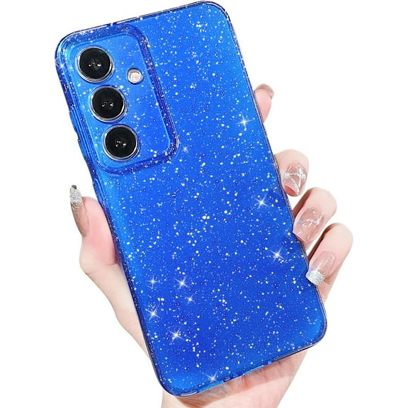 Compatible with Samsung Galaxy S24 Plus Case,Cute Neon Bright Color,Glitter Bling Thin Slim Shockproof Silicone Sparkly Cover for Women Girl for Galaxy S24 Plus-Dark Blue