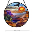 thumbnail image 3 of YOHAVEN Grand Sunset Stained Glass Round Window Panel, 10 Inch Suncatcher With Chain, Premium Glass Art For Sunlight Display, Indoor Outdoor Hanging, Gift For Nature Lovers And Home Decor, 3 of 6