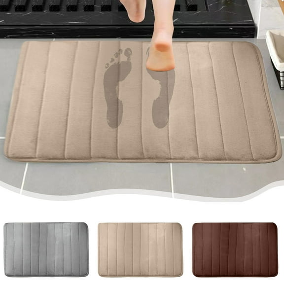 InsCrazy Bathroom Rugs Carpet Bedroom Mat Non-slip Bathroom Foot Mat Bathroom Quilted Absorbent Floor Mat Easy To Wash and Quick Dry 17" x 24"