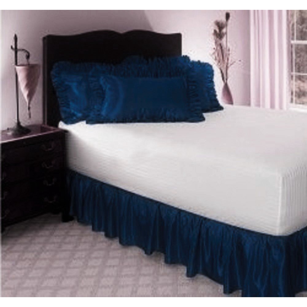 KING NAVY BLUE Solid Bed Bedding Skirt Soft 100 Soft Smooth Microfiber PleatedOnly on 4