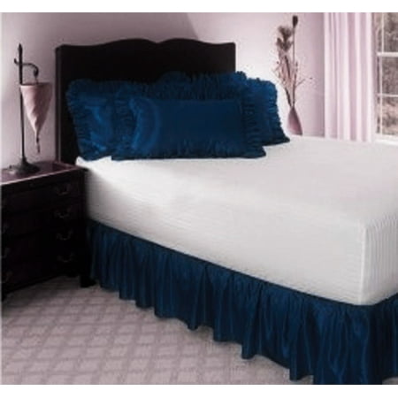 Beading Skirt - FULL NAVY BLUE Solid Bed Bedding Skirt Soft 100% Soft Smooth Microfiber Pleated-Only on 4 Corners