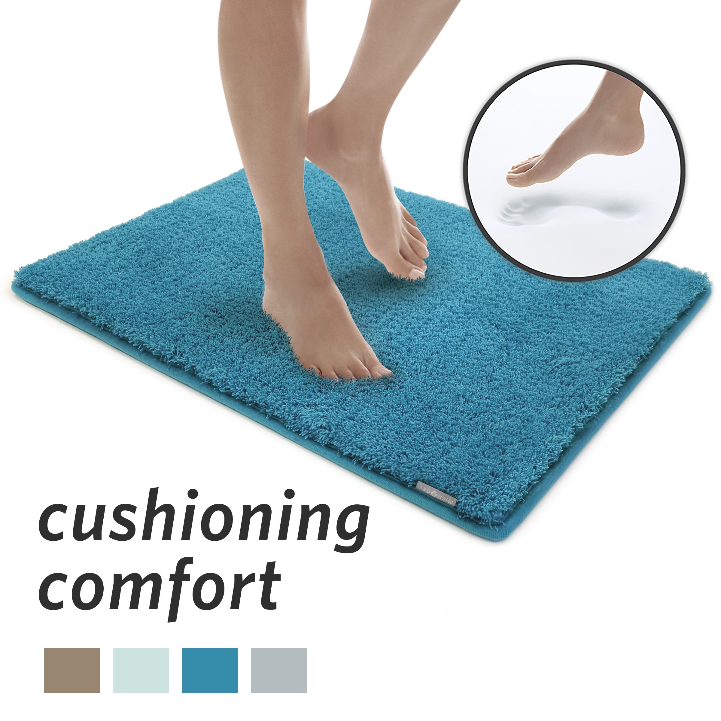 MICRODRY Soft & Cozy Memory Foam Bath Mat with GripTex Skid Resistant