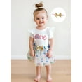 thumbnail image 4 of Rovasas Baby Girl 1st Birthday Outfit Short Sleeve Romper Rainbow Skirt Bow, 4 of 9