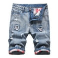 thumbnail image 4 of Athletic Shorts for Men, Men Casual Zipper Middle Waist Pockets Denim Shorts Washed Ripped Half Shorts Pants, 4 of 9