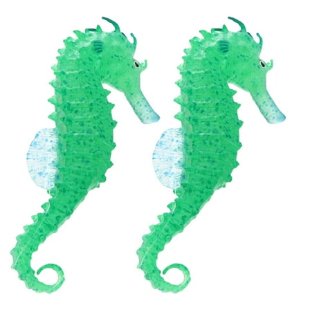 KAKOWELY 2Pcs Aquarium Accessory Fish Tank Sea Horse Green Silicone Decor 4X1.6in