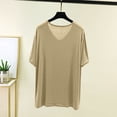 thumbnail image 5 of YHAJDS Women's Casual Tops Solid Color Round Neck Pullover Modal Home V Neck Short Sleeve Tee, 5 of 6