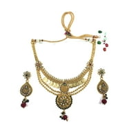 Mogul Indian Antique Gold Kundan Necklaces Bollywood Jewelry Set