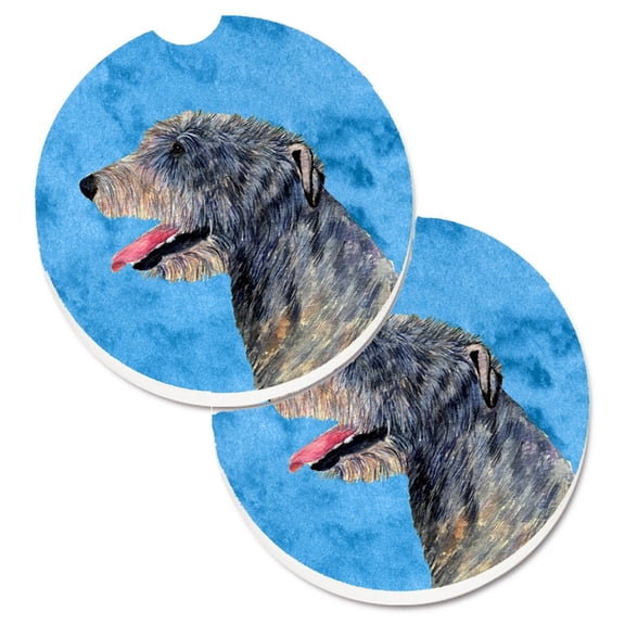 Carolines Treasures SS4782-BUCARC Blue Irish Wolfhound Set of 2 Cup Holder Car Coasters  Large multicolor