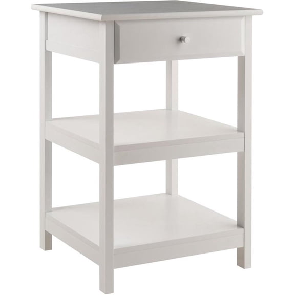 Pemberly Row 2 Shelf Transitional Wooden Printer Stand in White