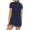 thumbnail image 4 of Camiseta de mujer de manga corta con cuello en V, blusa suelta plisada, azul, M sidaley AP001587-02, 4 of 7