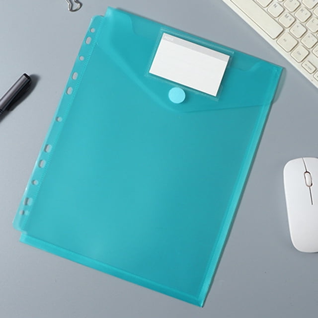 HUASHENG Plastic Folders With Button Close And Removable Mark Label In Letter Size Endwise 8 Colors Suit For All Ring (11 Holes)