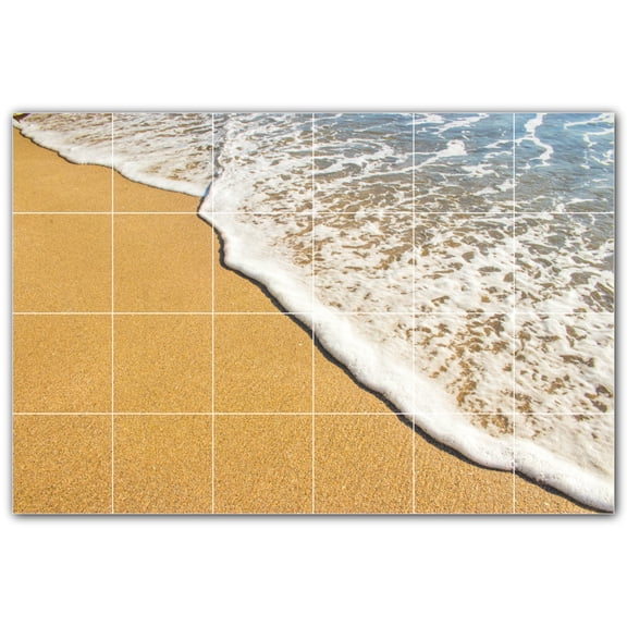 Picture-Tiles.com: Beach Ceramic Tile Wall Mural WAL500088-64L. 48"W x 32"H using (24) 8" x 8" Ceramic Tiles-Satin Finish