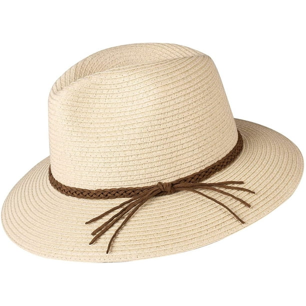 Sun Hats for Women Summer Wide Brim UV UPF 50+ Panama Fedora Foldable  Packable Straw Beach Hat