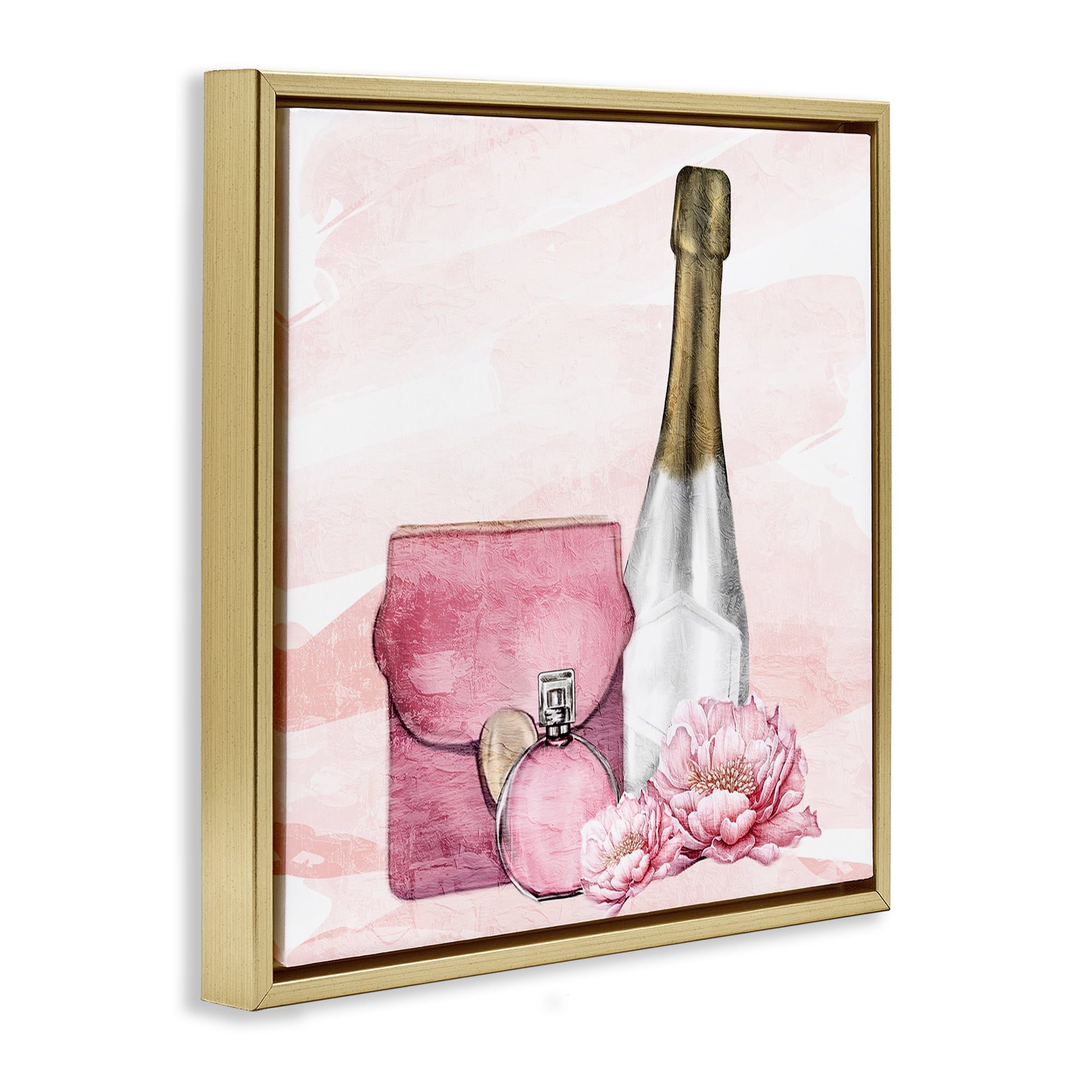 Stupell Industries Glam Time Champagne Gold Framed Floater Canvas Wall Art, design by Kim Allen
