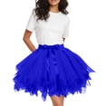 thumbnail image 2 of Women'S Solid Color Tulle Tutu Skirt, 50s Vintage Ballet Bubble Dance Skirt With Drawstring Waistband For Cos, Halloween, Carnival & Party, 2 of 4