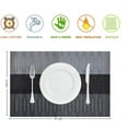 thumbnail image 3 of Placemats Set of 4, Heat-Resistant Woven Vinyl Placemat, Non-Slip Washable PVC Table Mat, Easy to Clean Premium Plastic Table Mats for Dining Table, Kitchen Table (Black+Gray), 3 of 5