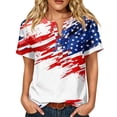 thumbnail image 3 of Women's Tops, Tees & Blouses Short Sleeve 4th of July Patriotic Summer 250th Anniversary USA shirt Button V-Neck American Flag Stars Striped Fashion Beach Vacation Shirts White S, 3 of 10