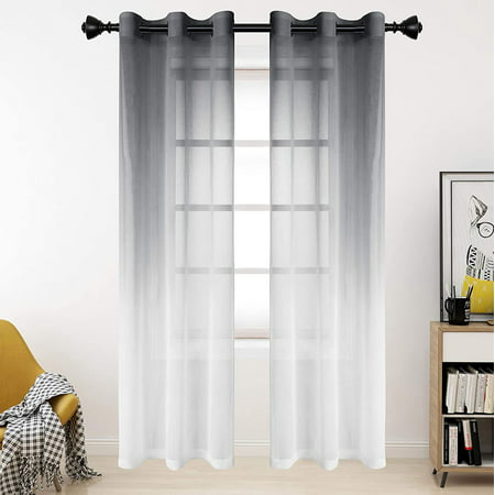 Faux Linen Ombre Sheer Curtains 42 X, How To Make Sheer Curtains With Grommets