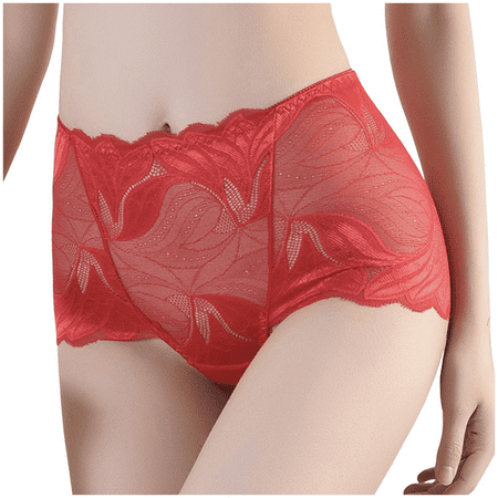Fulorrnie Underwear for Women Comfort Cheeky Breathable High Waisted Panties Cute Ventilated Panty  Red  XXL