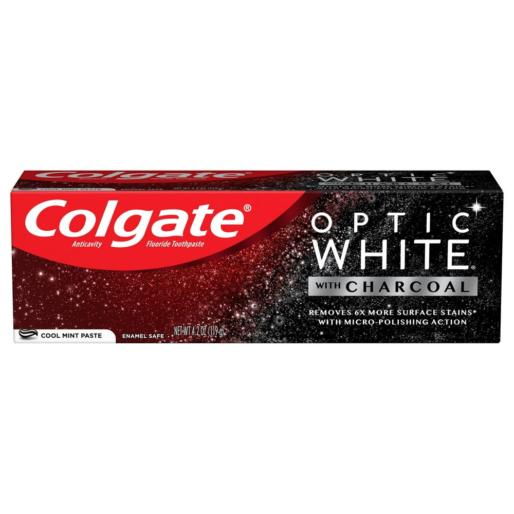 Colgate Optic White Teeth Whitening Charcoal Toothpaste, Cool Mint 4.