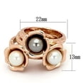 thumbnail image 2 of IP Rose Gold(Ion Plating) Stainless Steel Ring with Synthetic Glass Bead in Multi Color for Women Multi Color Stone Color Style TK852 Size 10, 2 of 4