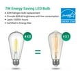 thumbnail image 3 of EDISHINE 4-Pack LED Edison Light Bulbs, 7W(60W Equivalent), 2700K Warm White, 800LM, E26 Base ST19 Vintage Light Bulb, Decorative LED Filament Bulbs, Non-Dimmable, UL Listed, 3 of 8