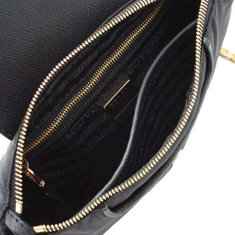 Prada - Bandoliera Tessuto Nylon & Saffiano Leather Black Chain Bag