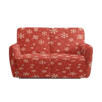 Jiueut Snowflake Red Pattern Recliner Cover, Wear Resistant Recliner Cover Anti Dust Couch Cover with Storage Pockets for Home Use
