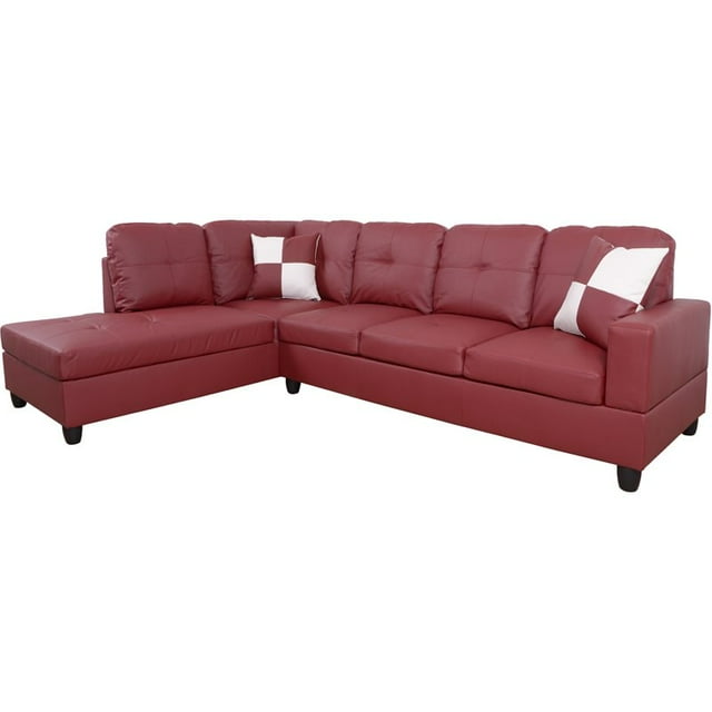 Lifestyle Furniture Smith Left-Facing Sectional Sofa Set in Wine Red