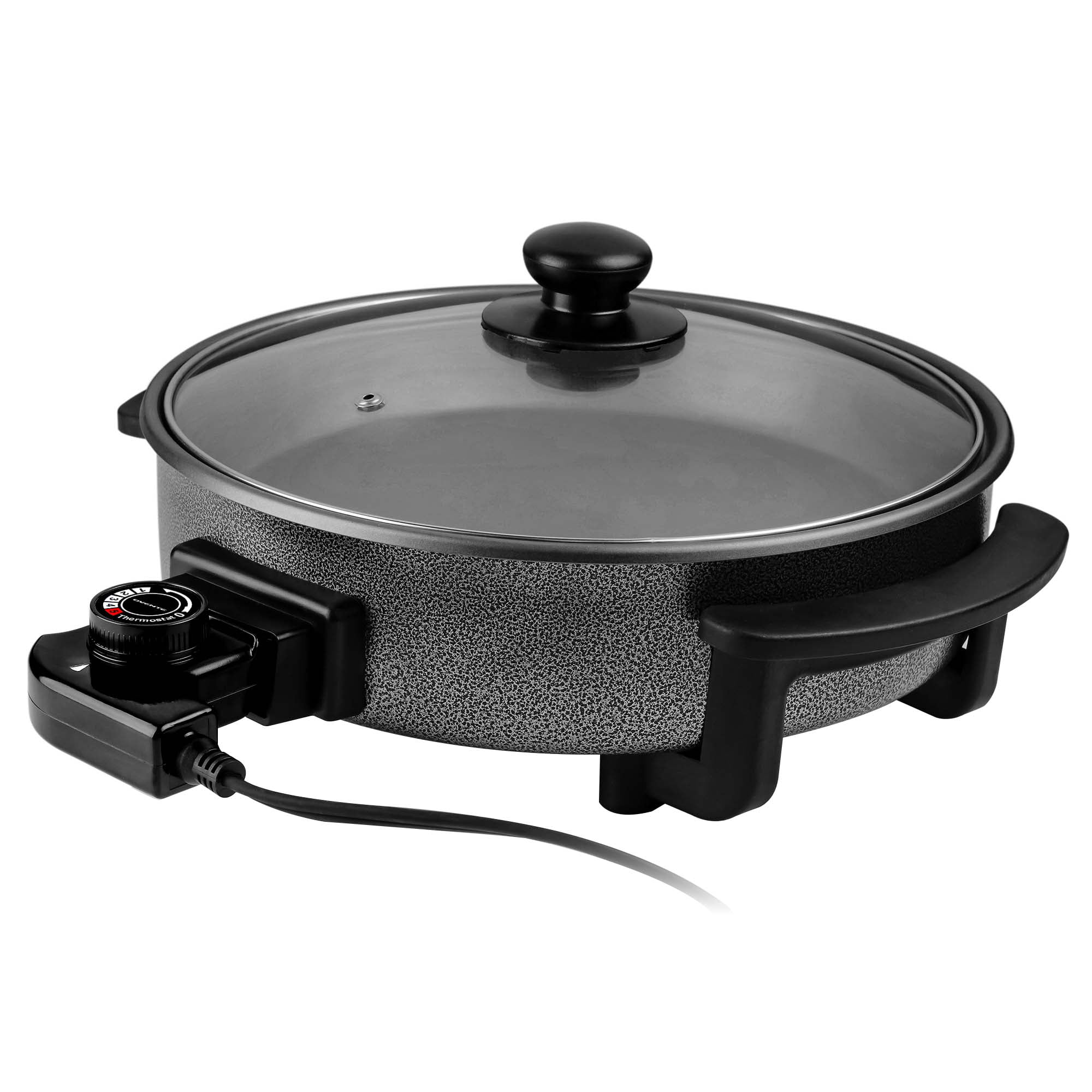 Abstractie analyse ui Ovente Electric Skillet with Nonstick Coating and Glass Lid, 12 Inch  Portable Kitchen Countertop Cooking Pan, Adjustable Temperature Control,  Cool Touch Handle, Easy to Use and Clean, Black SK11112B - Walmart.com