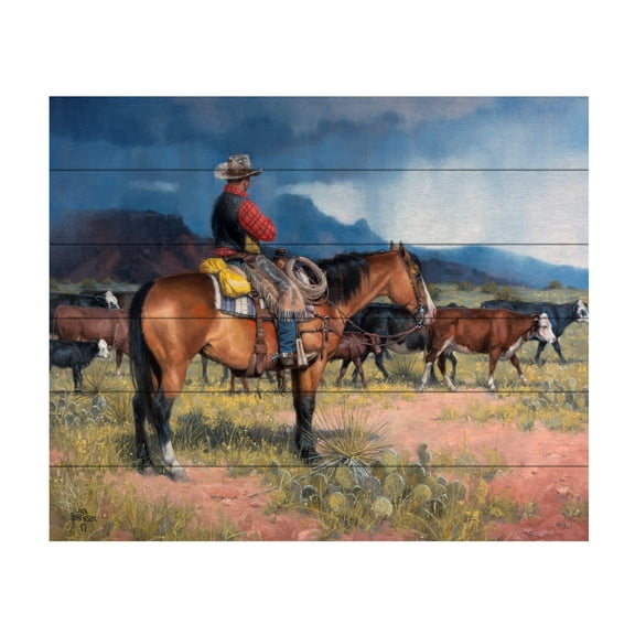 Jack Sorenson 'Twenty Years in The Saddle' Wood Slat Art 18x22