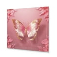 thumbnail image 2 of Designart "Butterfly in Pink and Gold II" Animals Metal Wall Art, 2 of 5