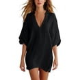thumbnail image 2 of WCJM Womens Button Down Cover Up Shirt Swimsuit Cover Up Dress Summer Bikini Beach Wear (Black,M), 2 of 5