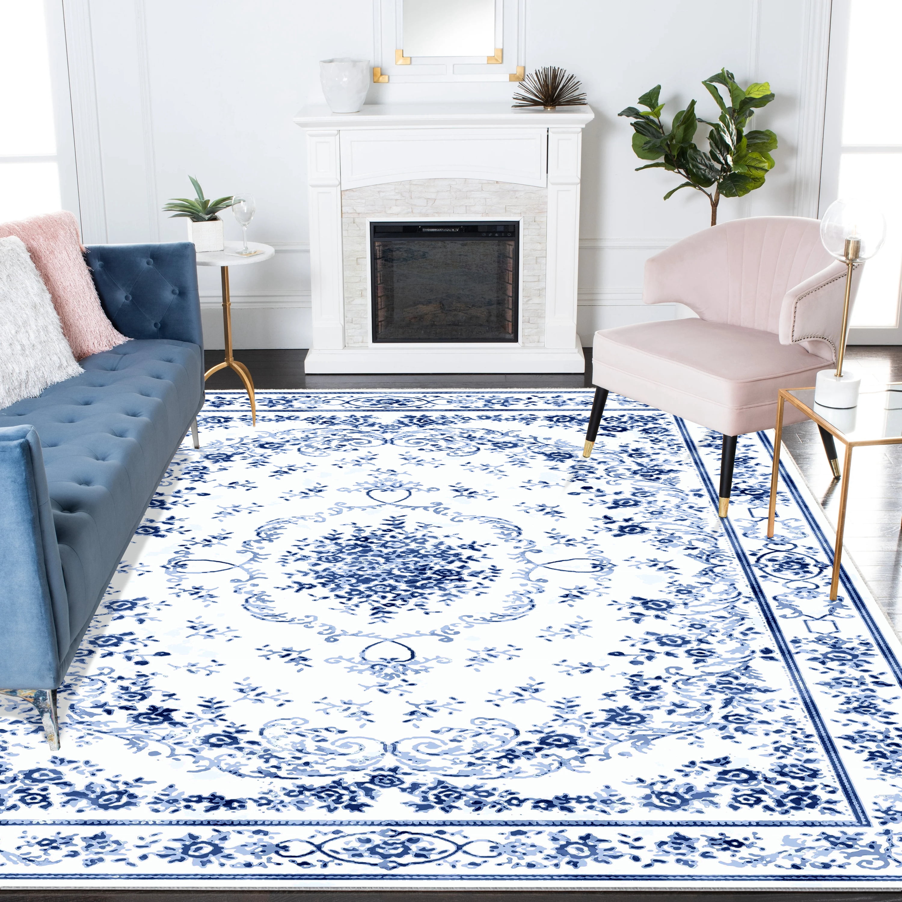 Artnice Floral Large Area Rugs for Living Room 8x10, Machine Washable Area Rugs Non Slip, Boho Vintage Indoor Carpet Mats for Home Decor