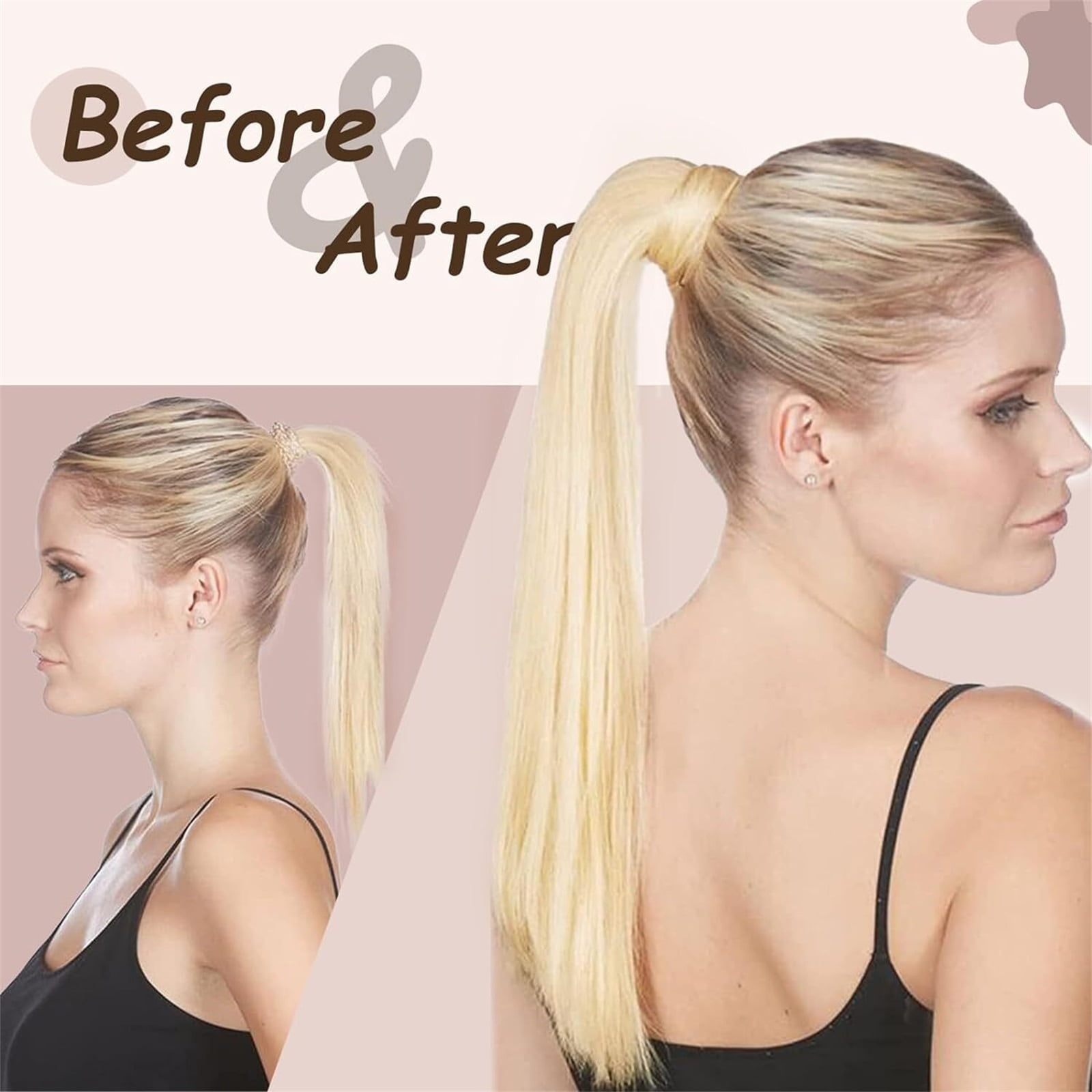 Natural Human Hair Ponytail Hair Extensions #613 Brazilian Remy Wrap Pony Clip In Hair Extension