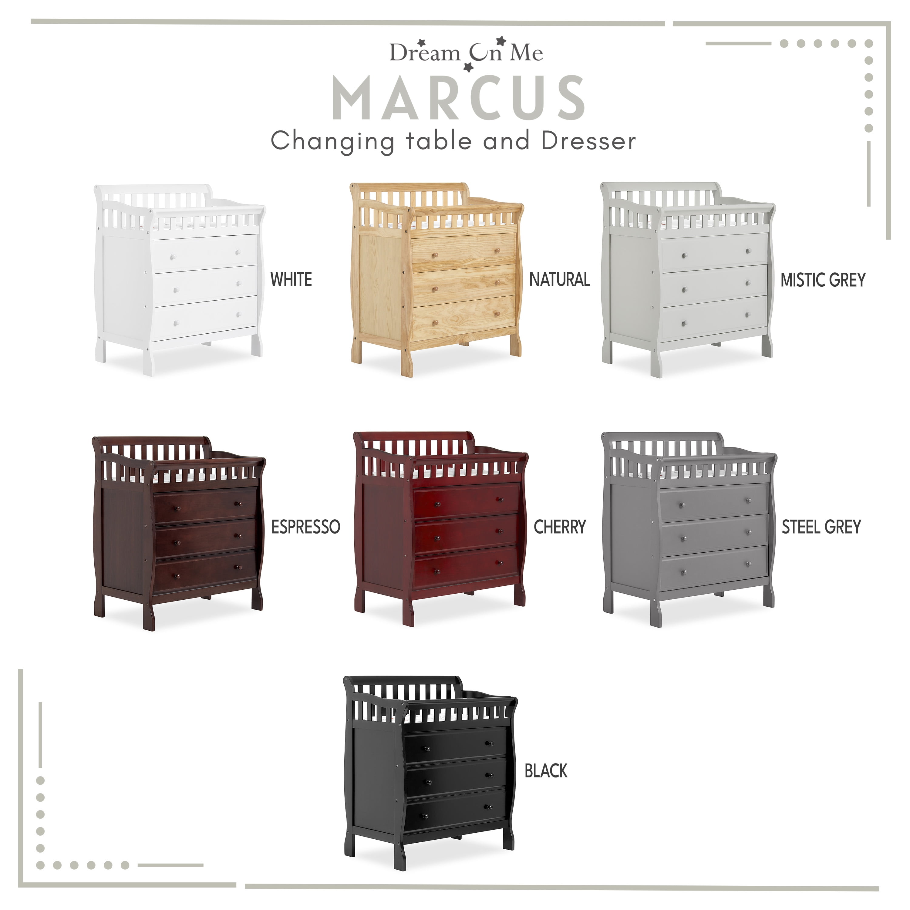 Dream on me marcus changing table and dresser storm on sale grey
