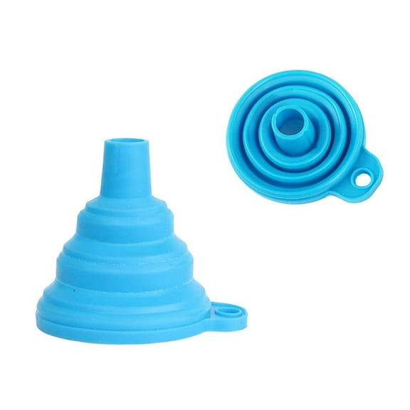 2Pcs Blue Foldable Mini Silicone Funnel Hopper Kitchen Water Filler Tool for Storage Oil Liquid Protable Collapsible Kitchen Gadgets,Nice Design Specialty Tools and Gadgets Kitchen Utensils