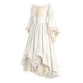 thumbnail image 6 of Anmrize Off Shoulder Renaissance Dress, Layered Hem Cosplay Costume, Full Length Halloween Dress, Renaissance Faire Outfit, Womens's Medieval Renaissance Costume Cosplay Over Dress, White M, 6 of 6