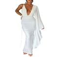 thumbnail image 1 of CNKOO Solid Backless Ruched Dress with Asymmetric One Shoulder for Women, 1 of 4