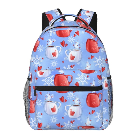Easygdp coffee love cup winter Mochila Ergonómica Versátil para Laptop - Múltiples Bolsillos, Correas Ajustables, Unisex para Escuela, Viajes y Actividades al Aire Libre-One Size