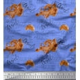 thumbnail image 1 of Soimoi Blue Rayon Fabric Text & Europe Map Travel Printed Craft Fabric by the Yard 42 Inch Wide, 1 of 5