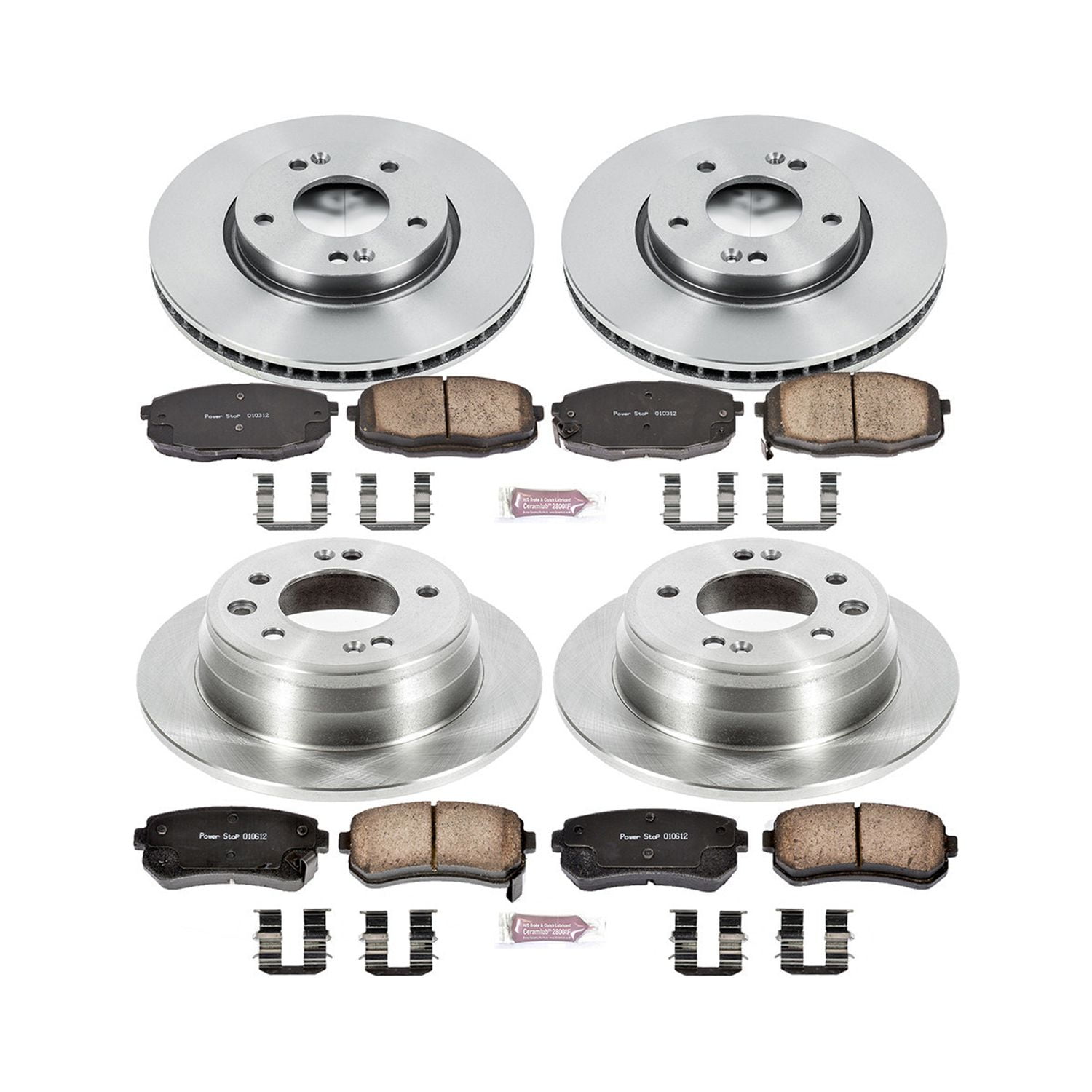 Power Stop Front and Rear Stock Replacement Brake Pad and Rotor Kit KOE6302