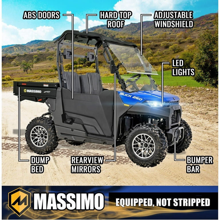 Massimo Buck 250 Compact 12hp Blue Side by Side UTV, 177cc