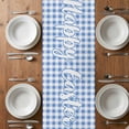 thumbnail image 6 of Easter Table Runner - 60 Inch Long, Kitchen Dining Table Runner Dresser Scarves, Spring Watercolor Bunny Eggs Butterflies Blue Plaid Farmhouse Decor for Coffee Tables Wedding Party Banquet, 6 of 8