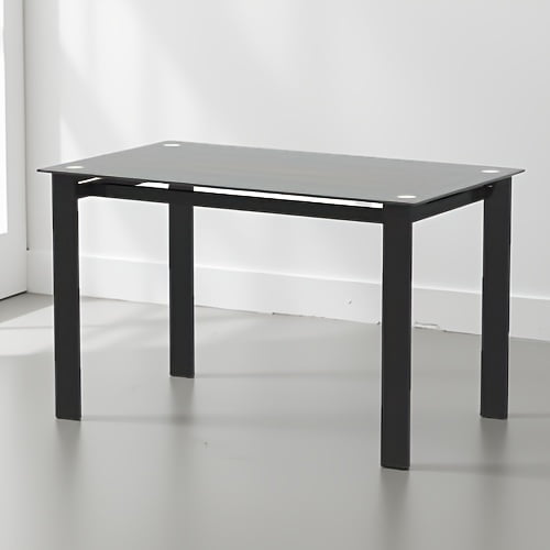 Modern tempered glass black dining table, simple rectangular metal table legs living room kitchen table